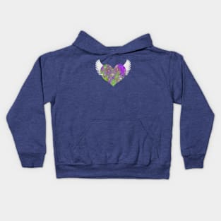 Stone Heart - Purple and Green Kids Hoodie